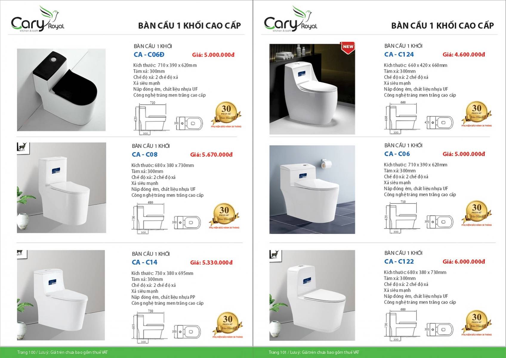 Thiết bị vệ sinh Cary Royal Catalogue và Bảng giá mới nhất 2026 /Page 51